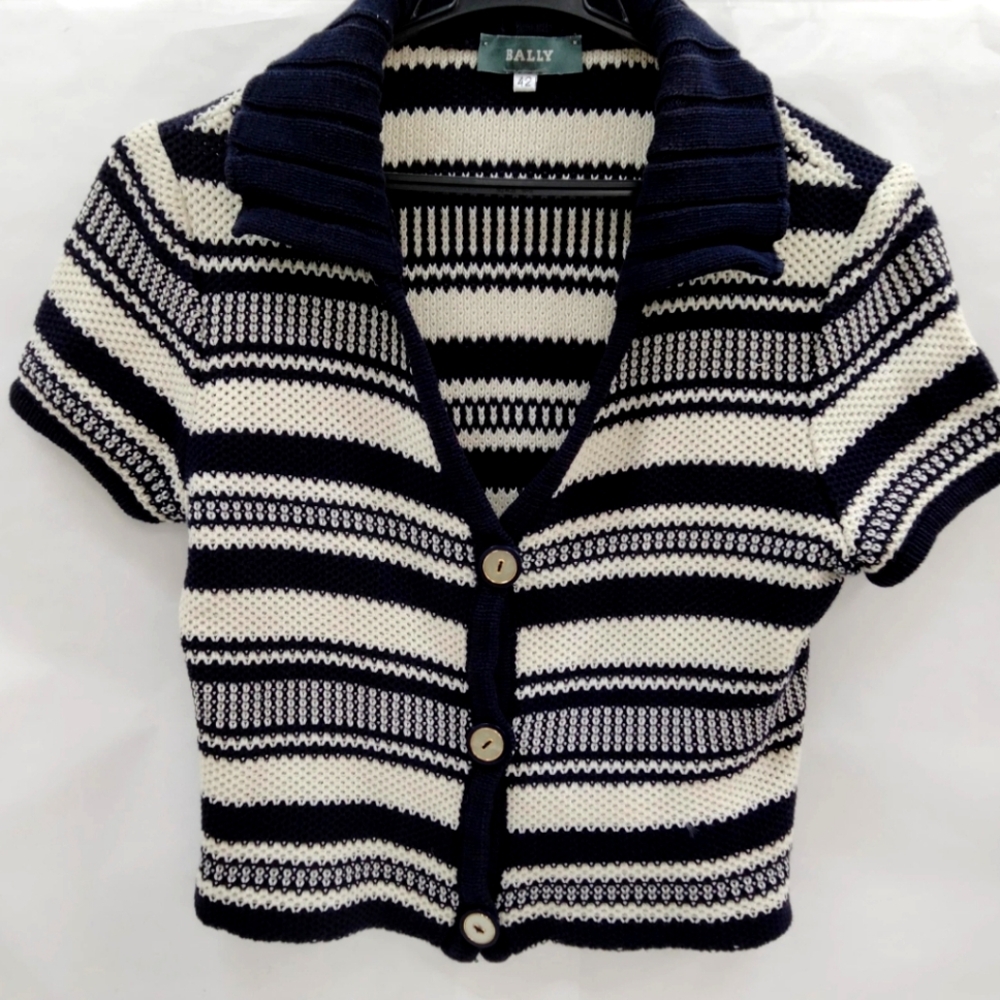 Bally Black and White Cardigan Sweater